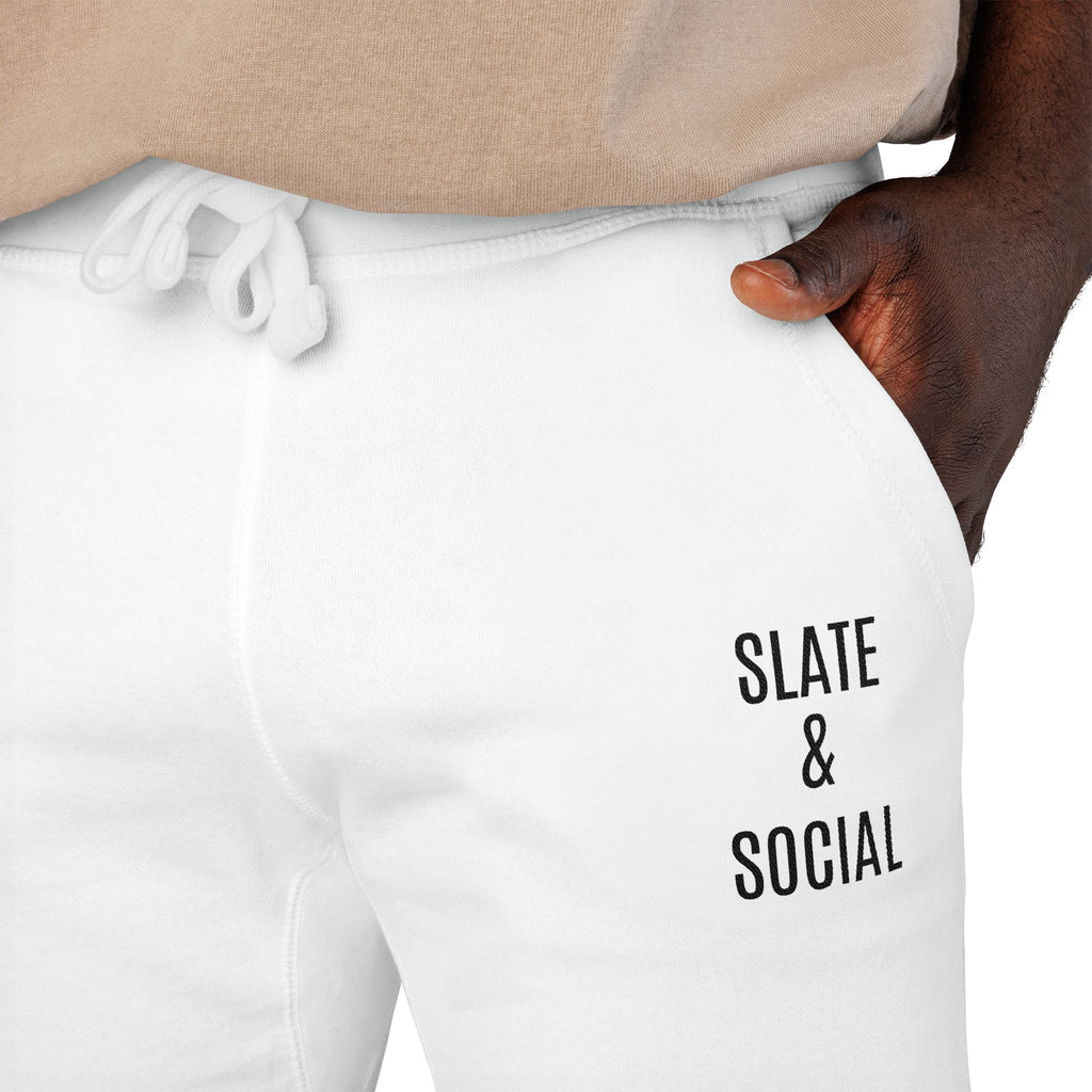 Embroidered 'Slate & Social' Fleece Sweatpants — Cozy Casual Joggers