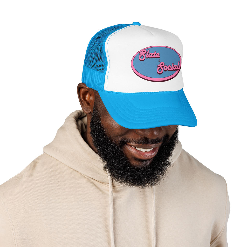 Trucker Hat — "Slate & Social" Retro Patch Foam Cap