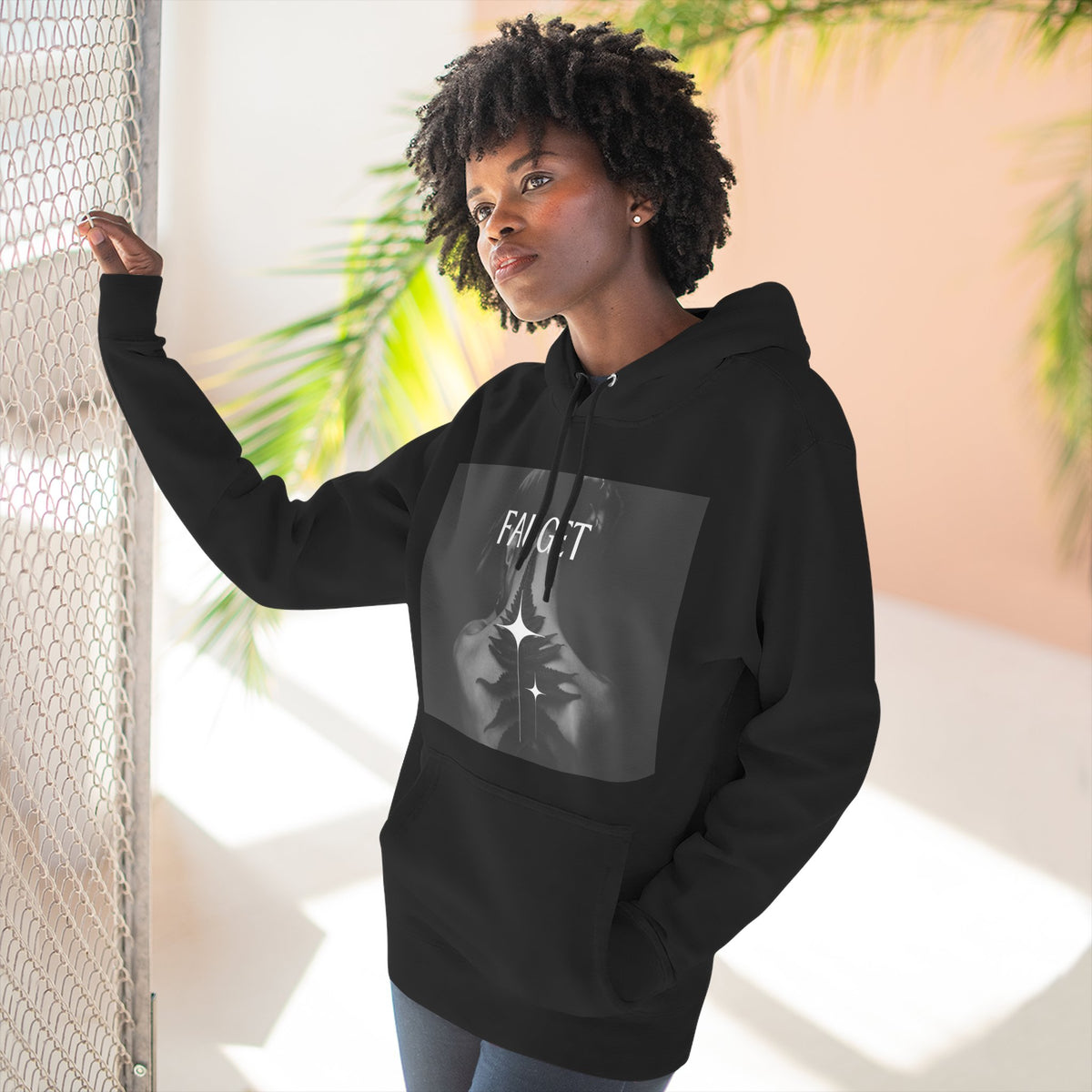Hoodie — 'FAUCET' Monochrome Prayer Hands Graphic Hoodie
