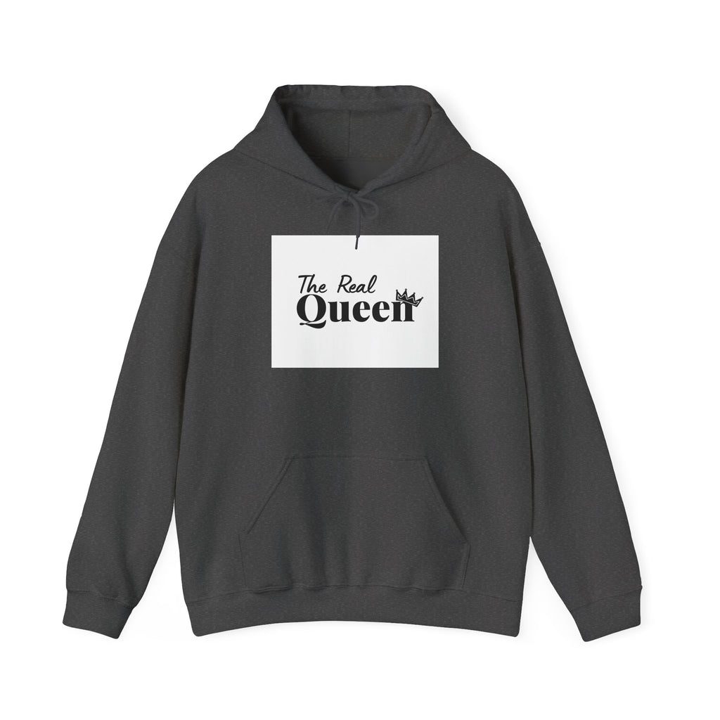 The Real Queen Hoodie — 'Slate & Social' Graphic Pullover for Bold Fashionistas