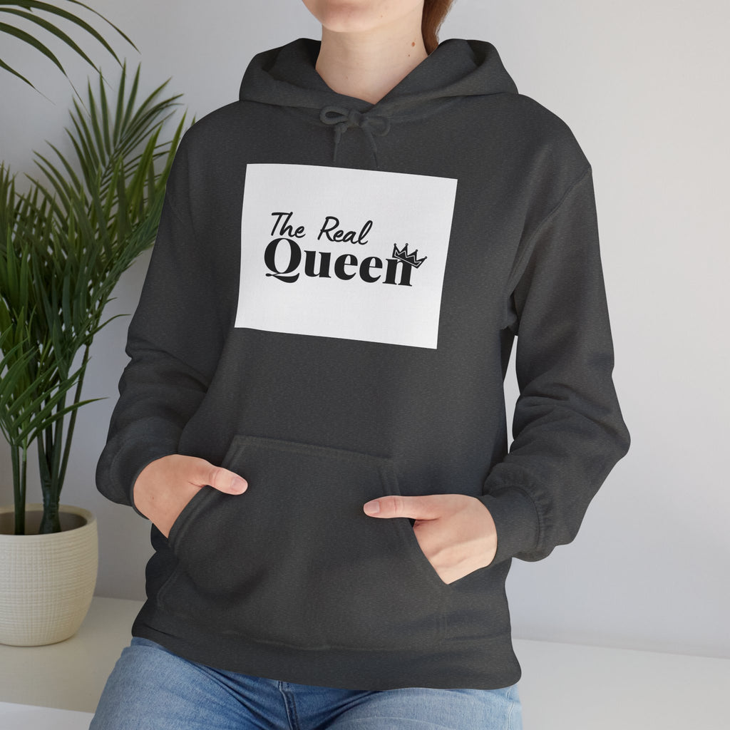 The Real Queen Hoodie — 'Slate & Social' Graphic Pullover for Bold Fashionistas