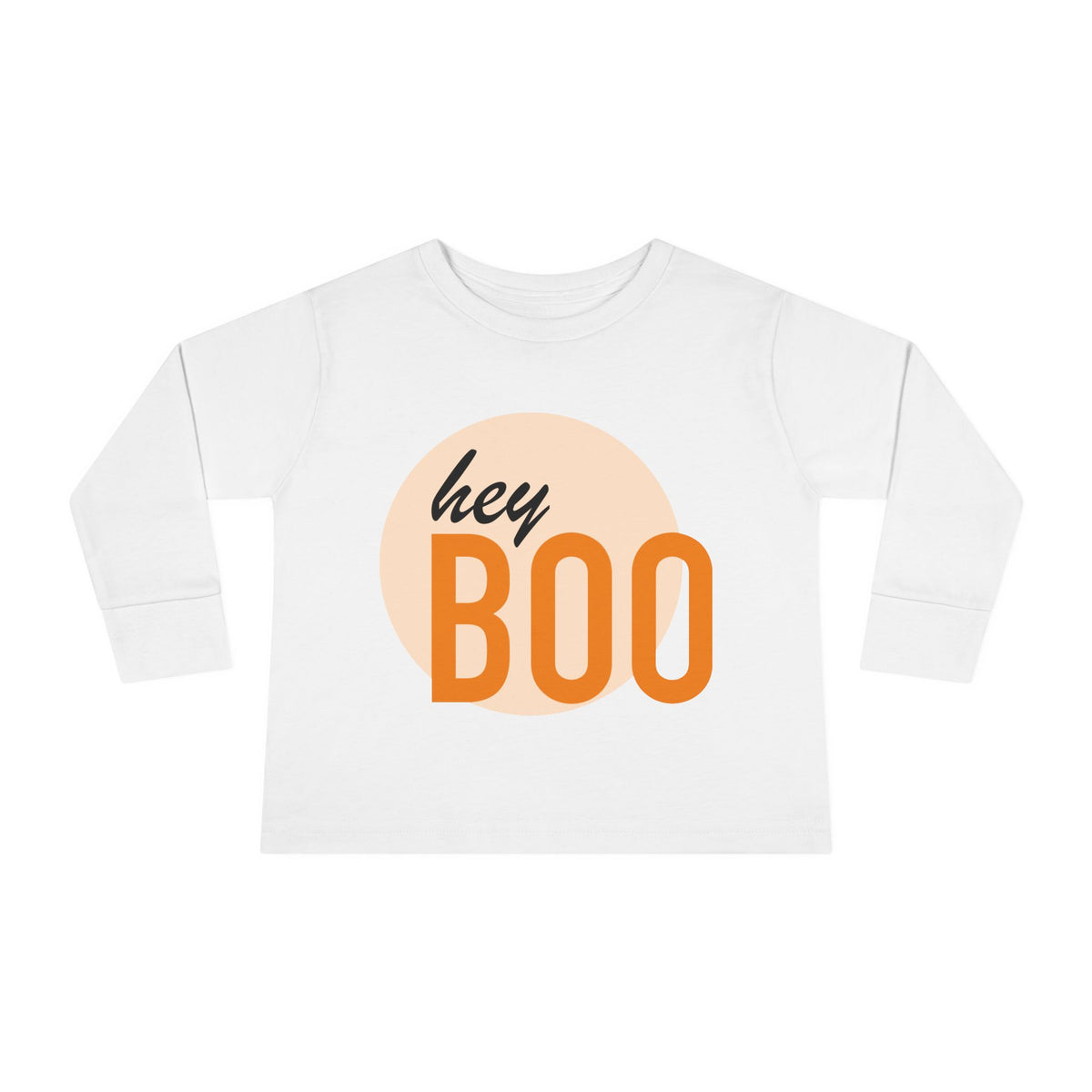 Toddler Long Sleeve Tee — "hey BOO" Halloween Spooky Season Shirt