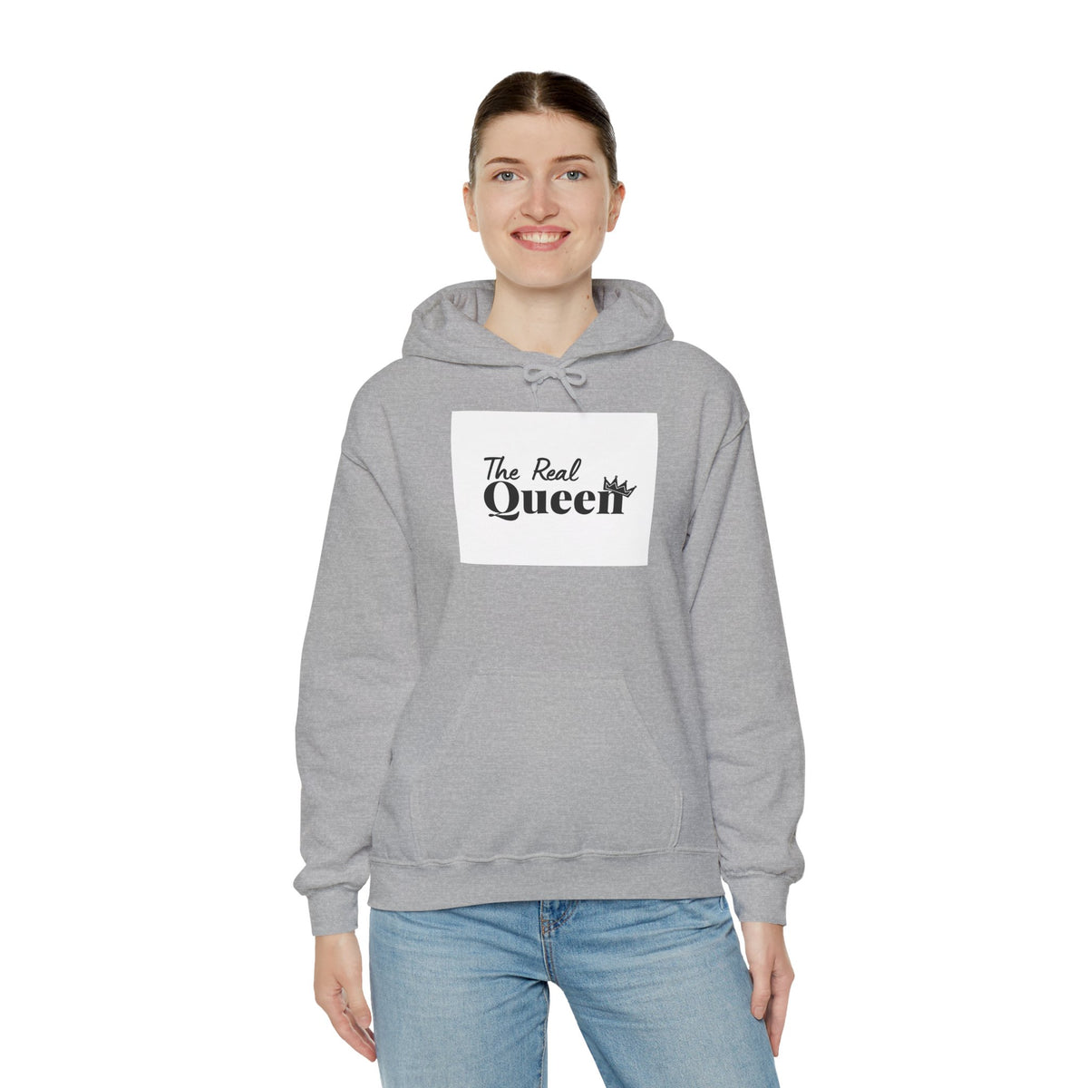 The Real Queen Hoodie — 'Slate & Social' Graphic Pullover for Bold Fashionistas