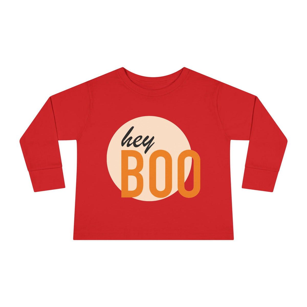 Toddler Long Sleeve Tee — "hey BOO" Halloween Spooky Season Shirt