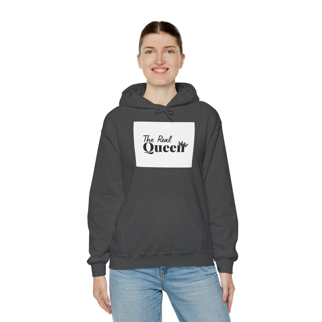 The Real Queen Hoodie — 'Slate & Social' Graphic Pullover for Bold Fashionistas
