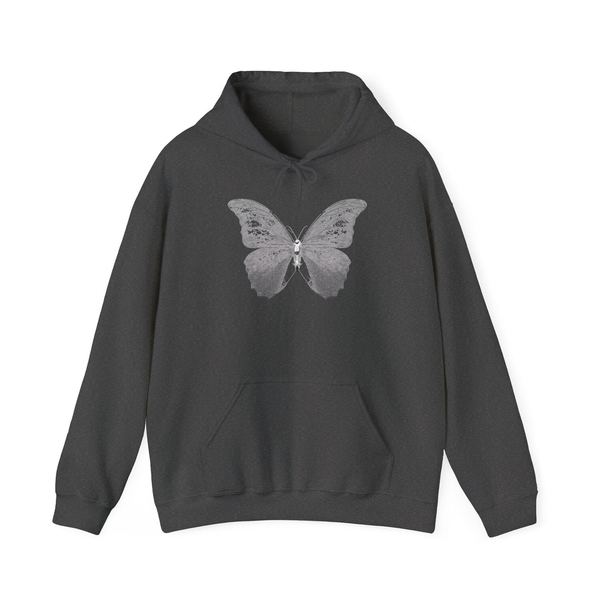 Butterfly Graphic Hoodie — 'Slate & Social' Minimalist White Pullover