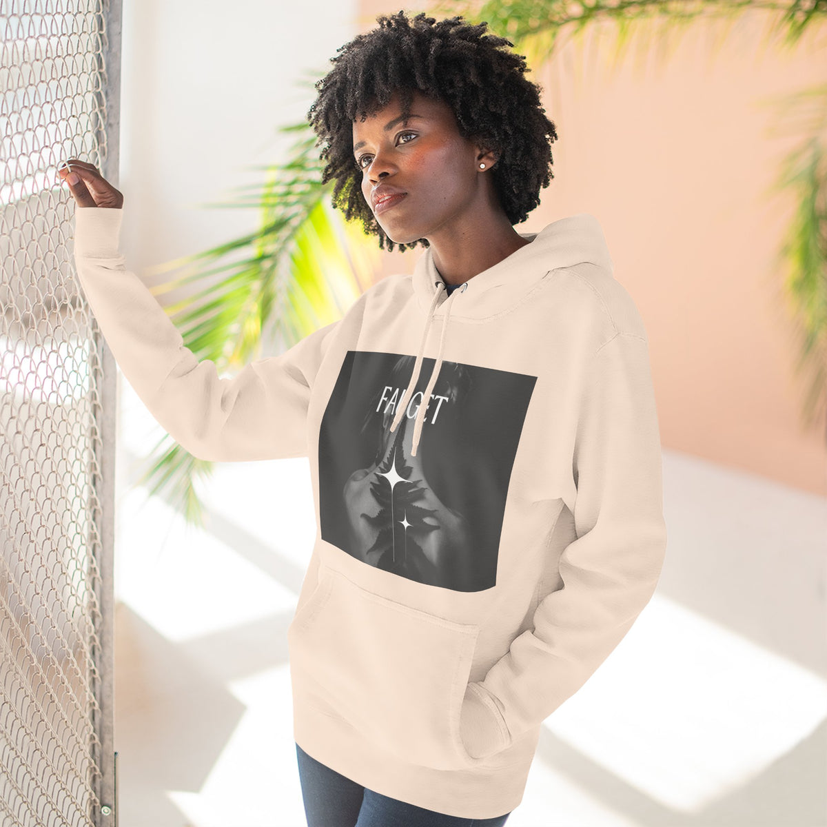 Hoodie — 'FAUCET' Monochrome Prayer Hands Graphic Hoodie