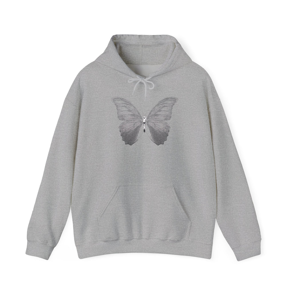 Butterfly Graphic Hoodie — 'Slate & Social' Minimalist White Pullover