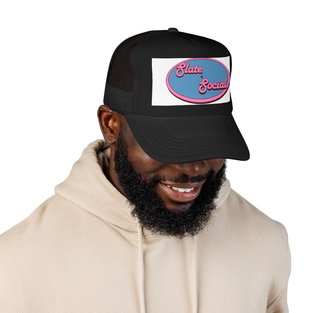 Trucker Hat — "Slate & Social" Retro Patch Foam Cap