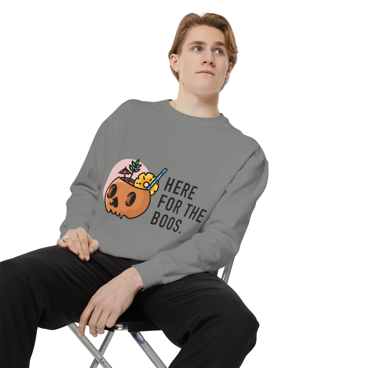 Halloween Pumpkin "Here for the Boos" Sweatshirt