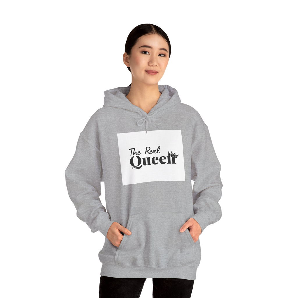 The Real Queen Hoodie — 'Slate & Social' Graphic Pullover for Bold Fashionistas