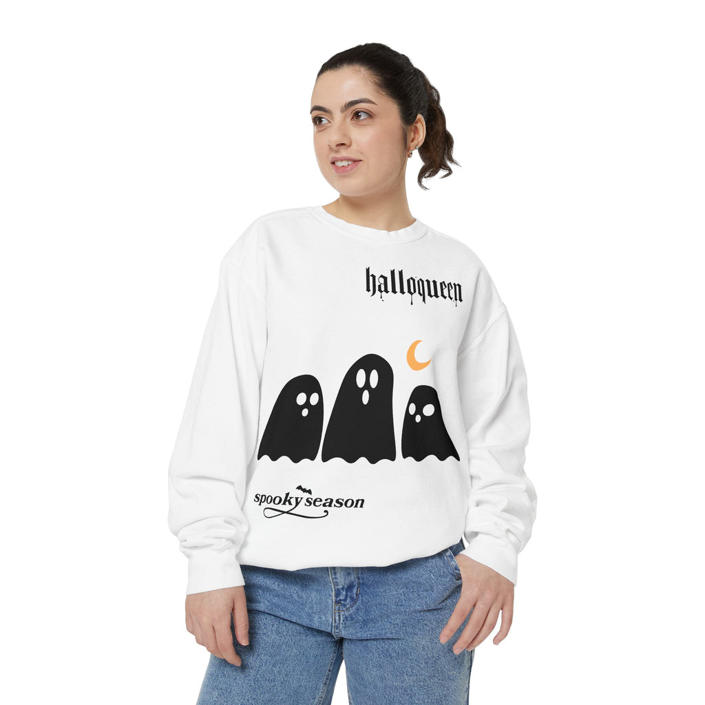 Halloween Ghosts Sweatshirt — "halloqueen" Spooky Season Crewneck