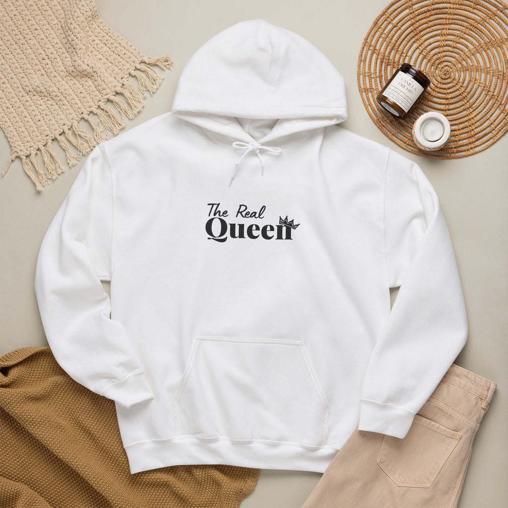 The Real Queen Hoodie — 'Slate & Social' Graphic Pullover for Bold Fashionistas