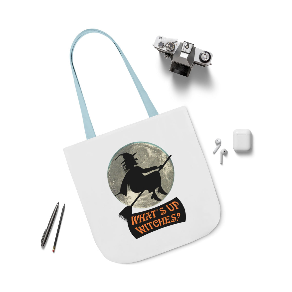 What’s Up Witches Halloween Witch Canvas Tote Bag