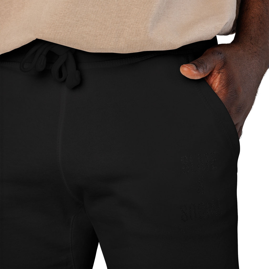 Embroidered 'Slate & Social' Fleece Sweatpants — Cozy Casual Joggers