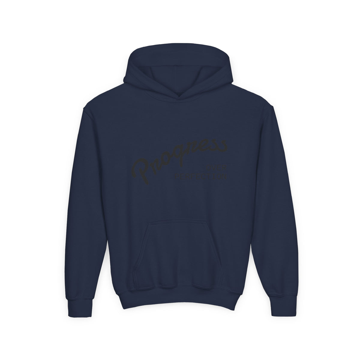 Youth Hoodie — "Progress Over Perfection" Motivational Pullover