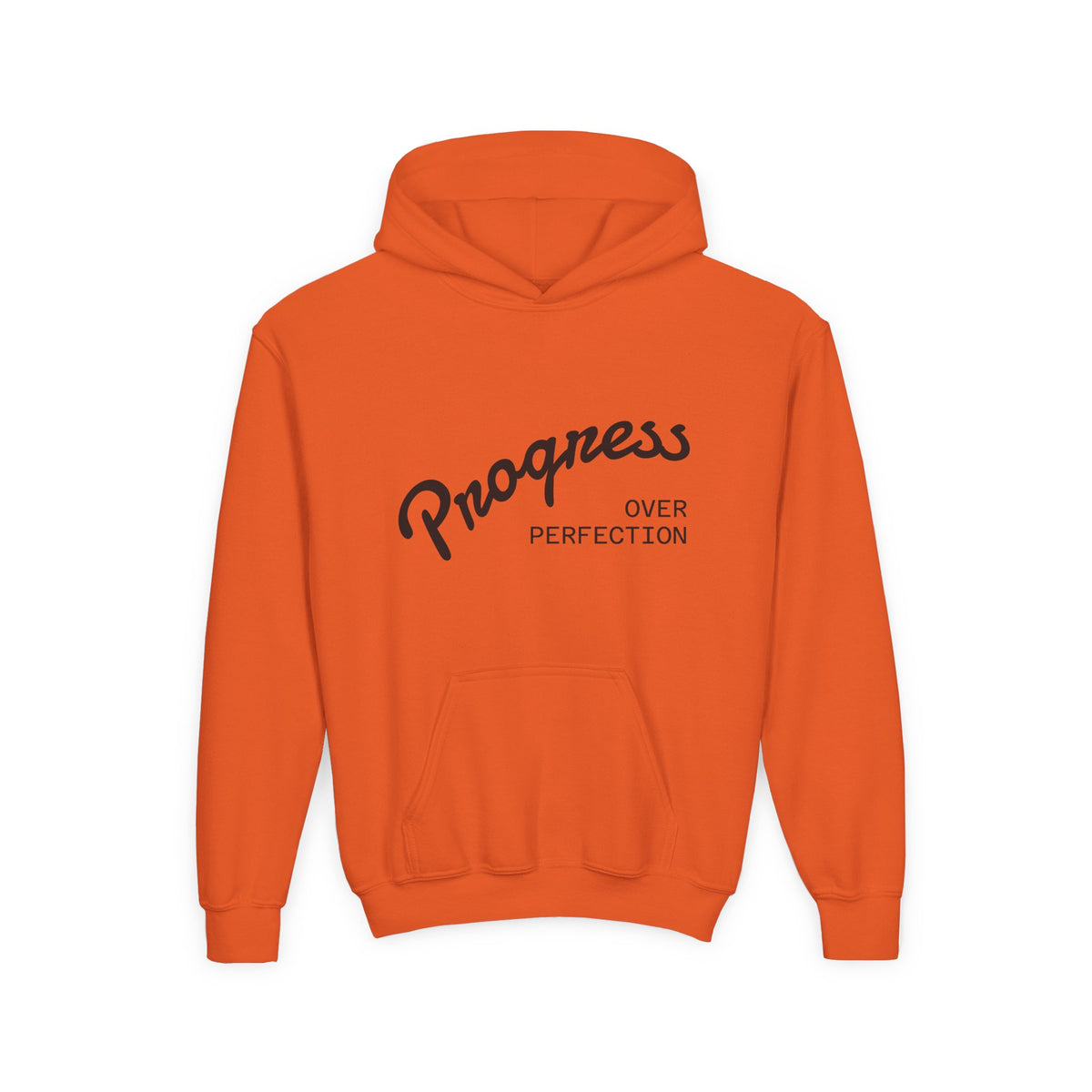 Youth Hoodie — "Progress Over Perfection" Motivational Pullover