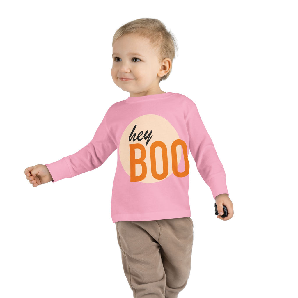 Toddler Long Sleeve Tee — "hey BOO" Halloween Spooky Season Shirt