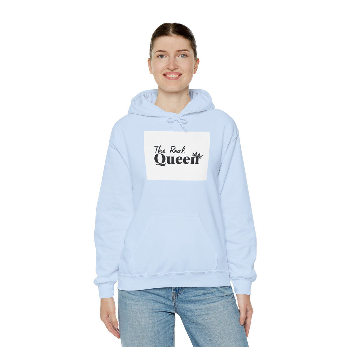 The Real Queen Hoodie — 'Slate & Social' Graphic Pullover for Bold Fashionistas