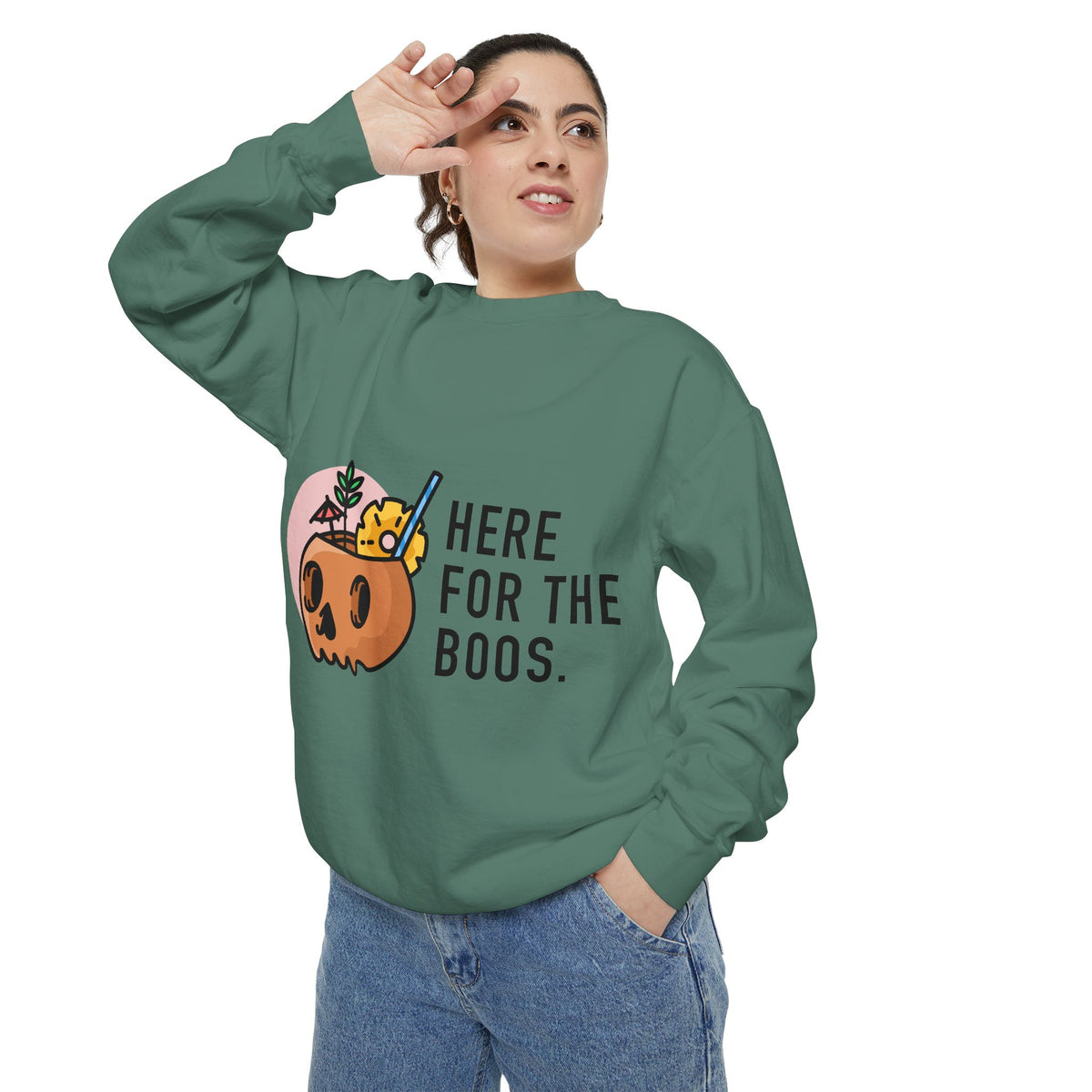 Halloween Pumpkin "Here for the Boos" Sweatshirt