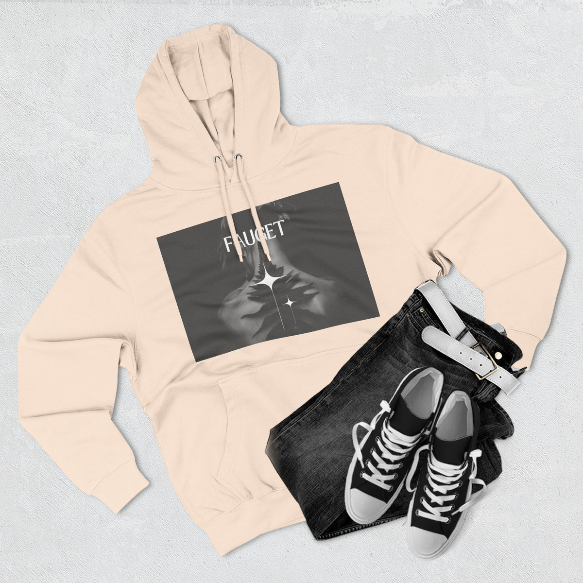 Hoodie — 'FAUCET' Monochrome Prayer Hands Graphic Hoodie