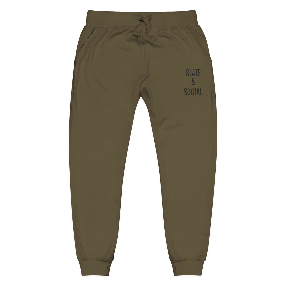 Embroidered 'Slate & Social' Fleece Sweatpants — Cozy Casual Joggers