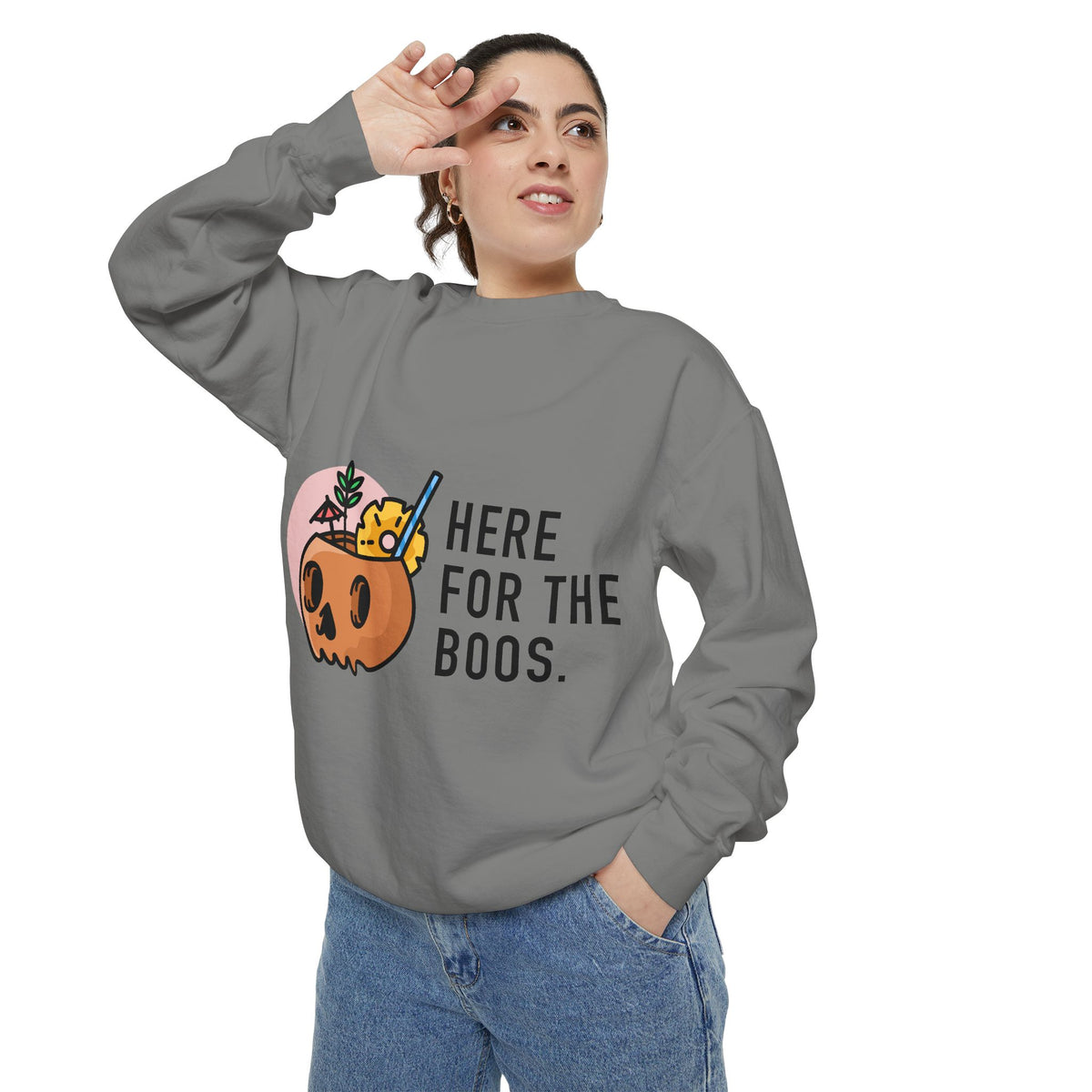Halloween Pumpkin "Here for the Boos" Sweatshirt