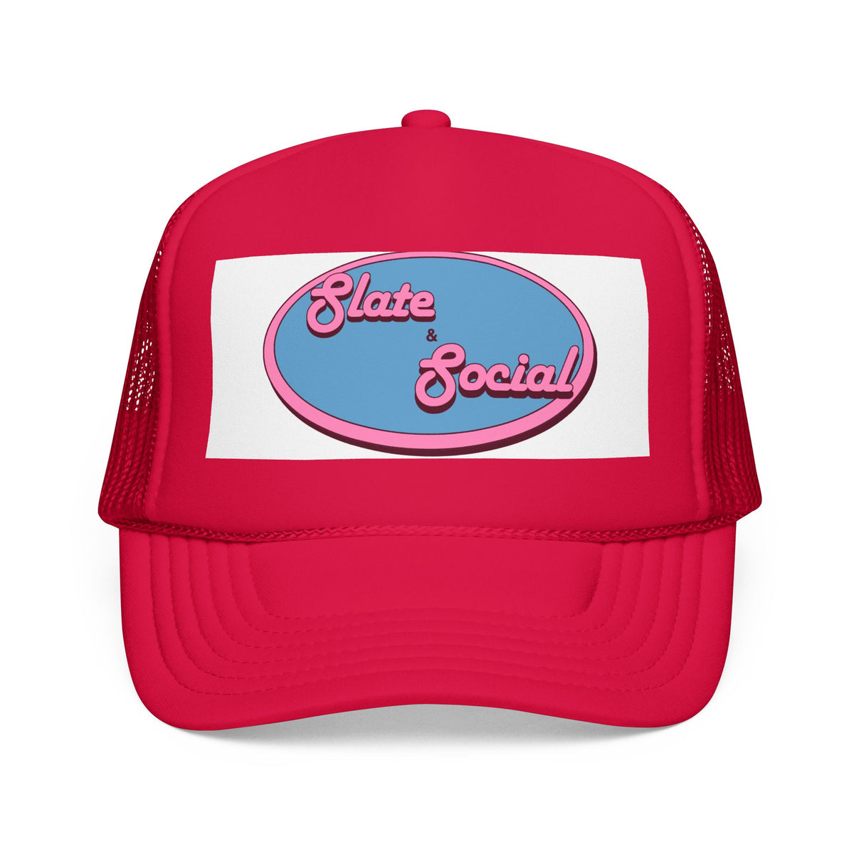 Trucker Hat — "Slate & Social" Retro Patch Foam Cap