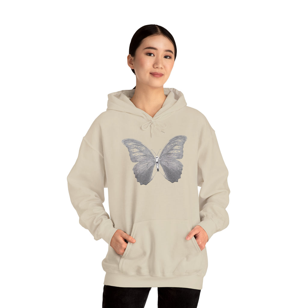 Butterfly Graphic Hoodie — 'Slate & Social' Minimalist White Pullover