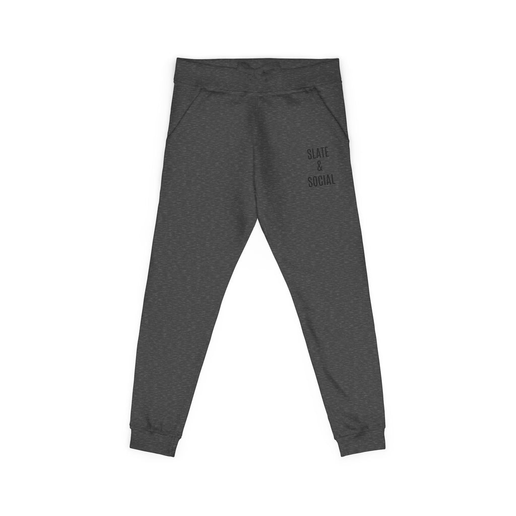 Embroidered 'Slate & Social' Fleece Sweatpants — Cozy Casual Joggers