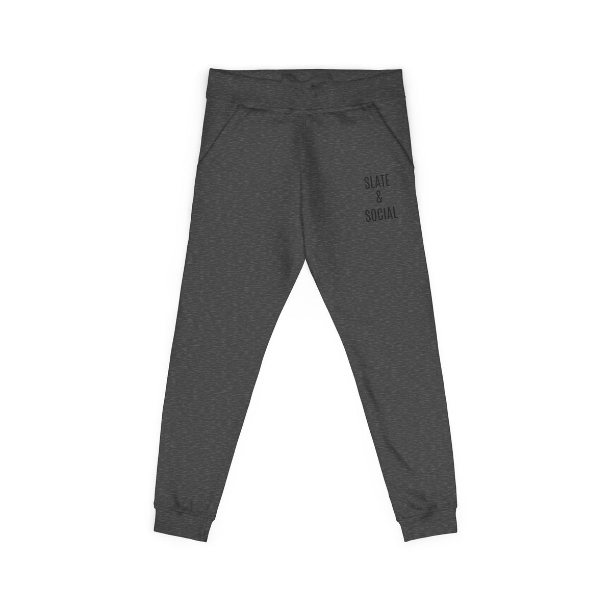 Embroidered 'Slate & Social' Fleece Sweatpants — Cozy Casual Joggers
