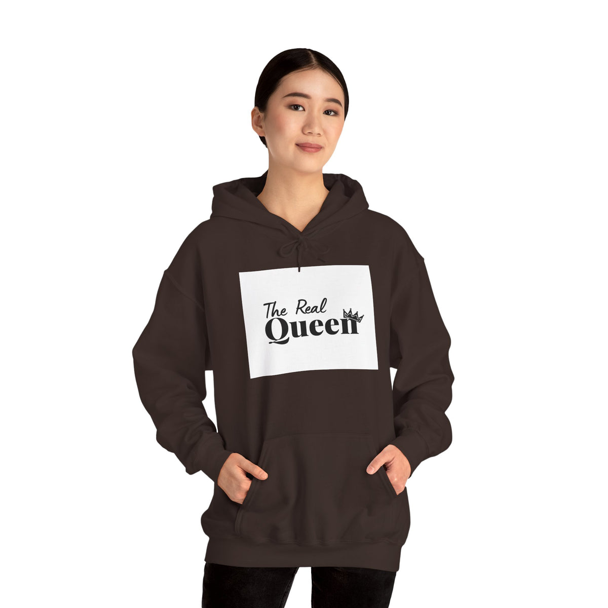 The Real Queen Hoodie — 'Slate & Social' Graphic Pullover for Bold Fashionistas