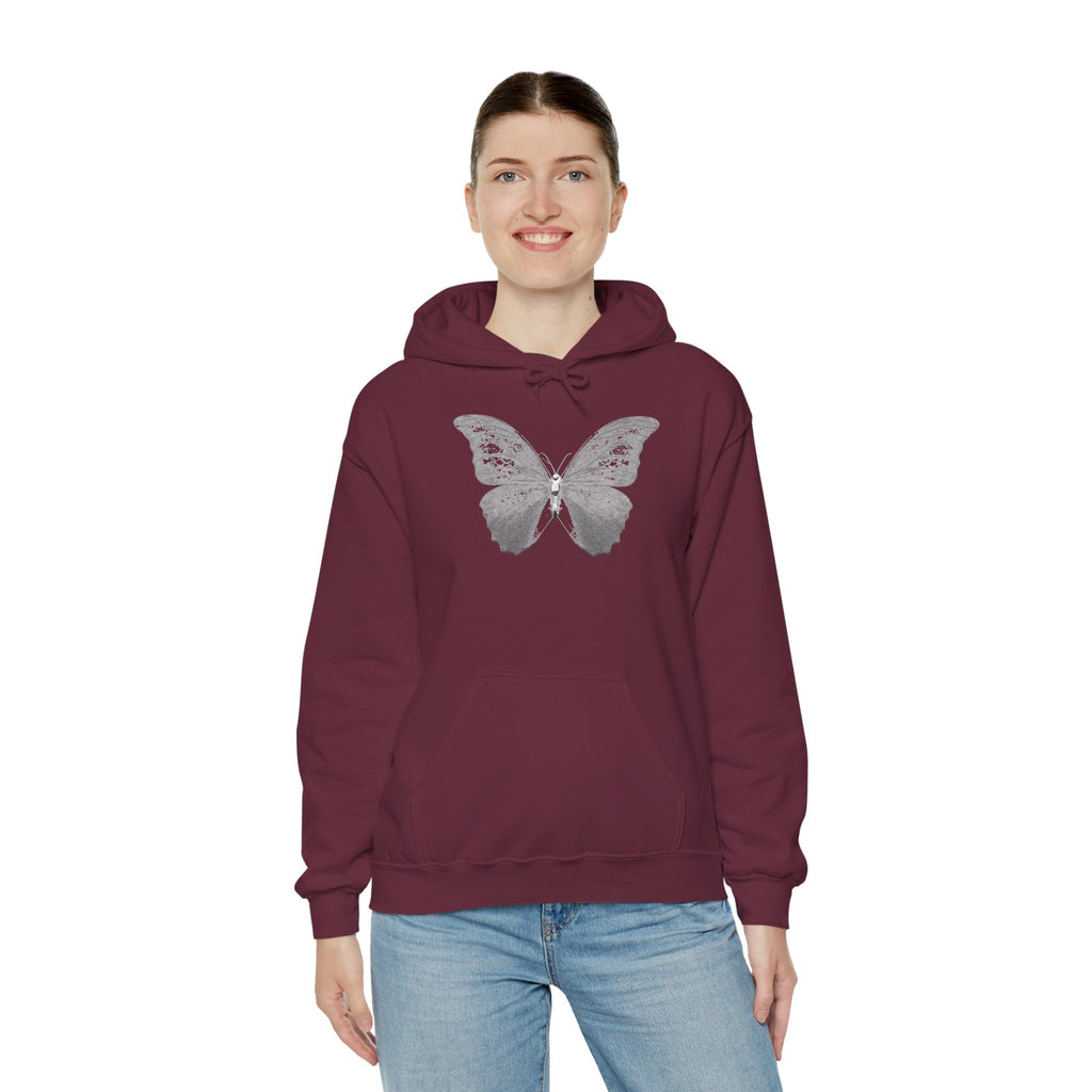 Butterfly Graphic Hoodie — 'Slate & Social' Minimalist White Pullover