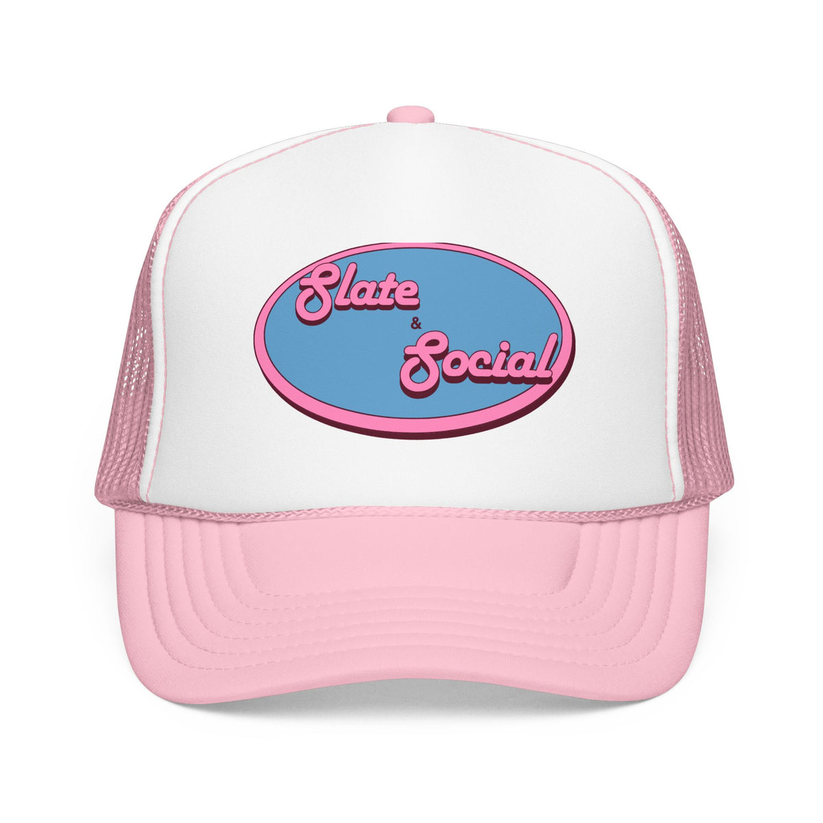 Trucker Hat — "Slate & Social" Retro Patch Foam Cap
