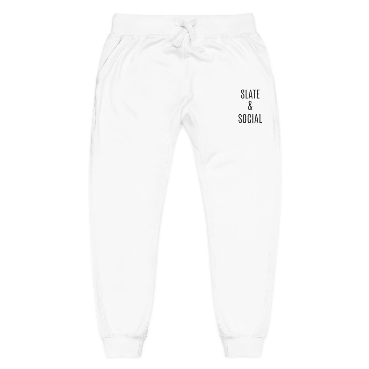 Embroidered 'Slate & Social' Fleece Sweatpants — Cozy Casual Joggers