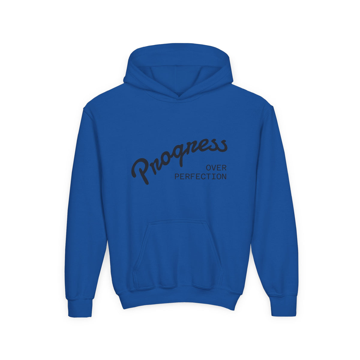 Youth Hoodie — "Progress Over Perfection" Motivational Pullover