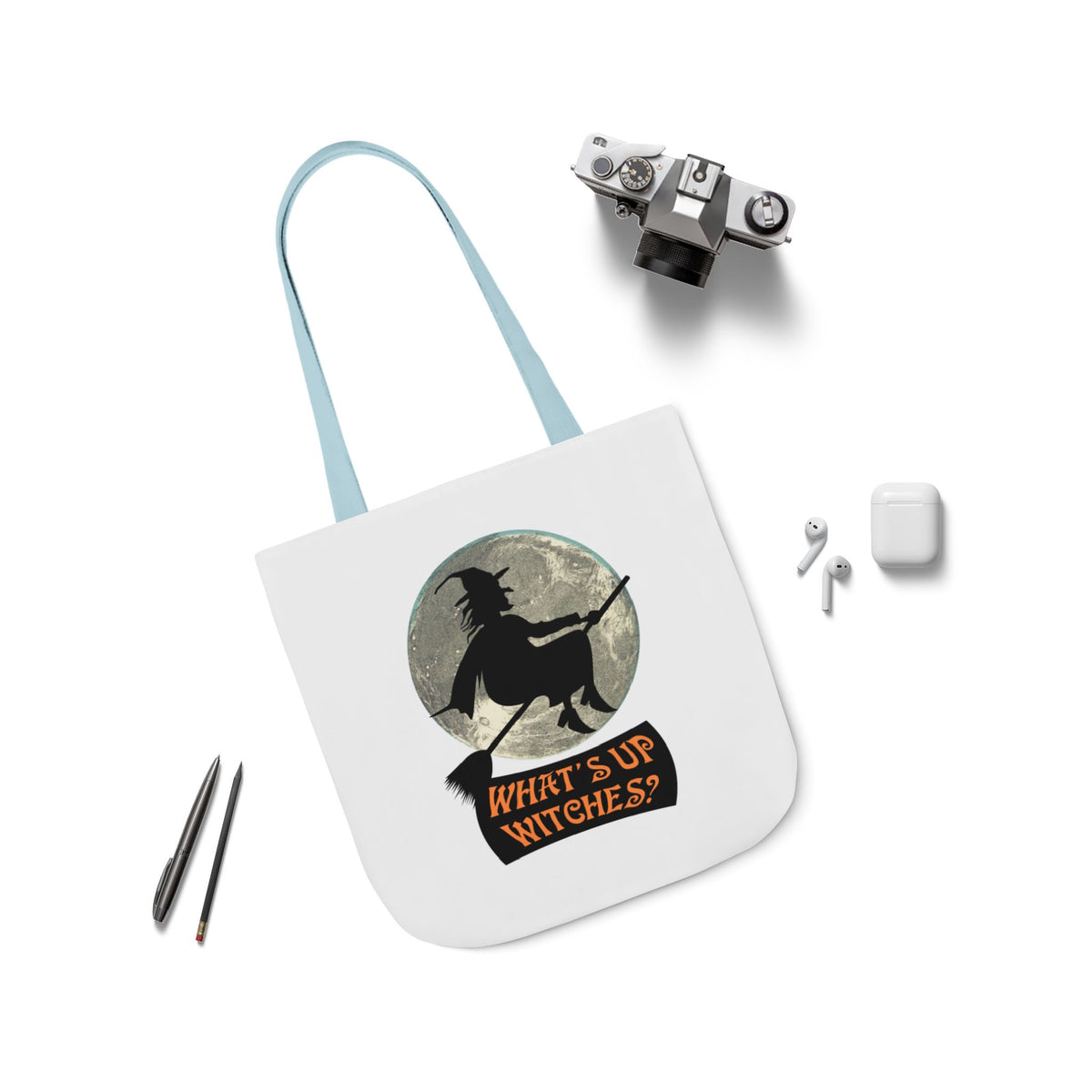 What’s Up Witches Halloween Witch Canvas Tote Bag