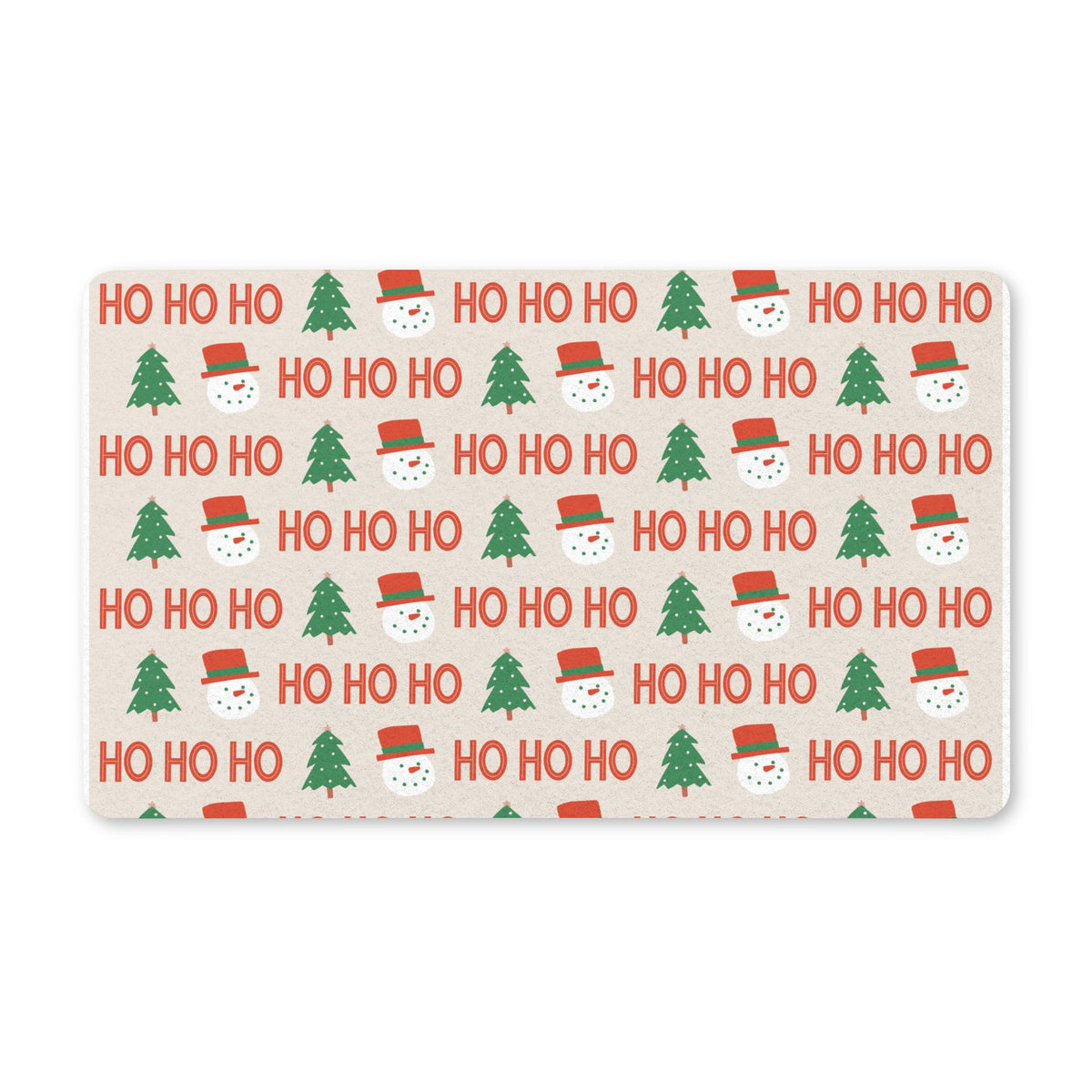 Christmas 'HO HO HO' Polyester Doormat — Festive Snowman & Tree Holiday Welcome Mat