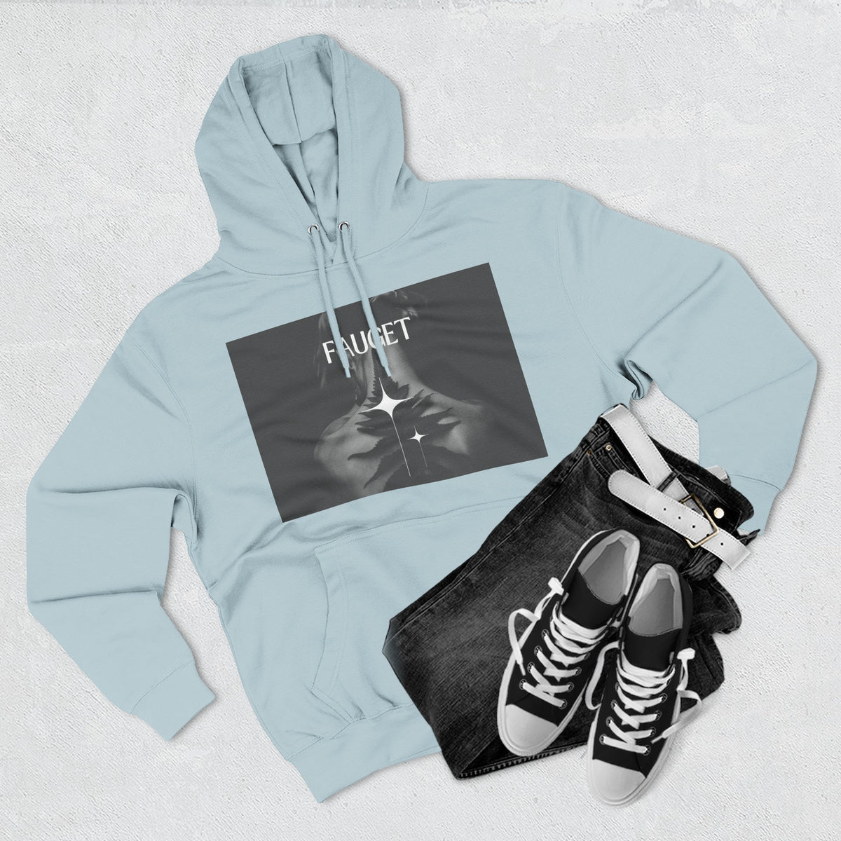 Hoodie — 'FAUCET' Monochrome Prayer Hands Graphic Hoodie