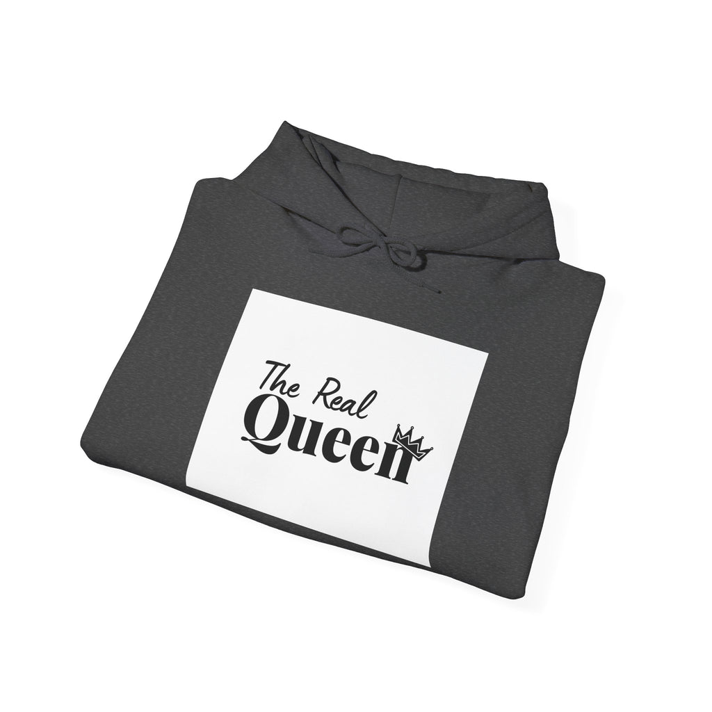 The Real Queen Hoodie — 'Slate & Social' Graphic Pullover for Bold Fashionistas