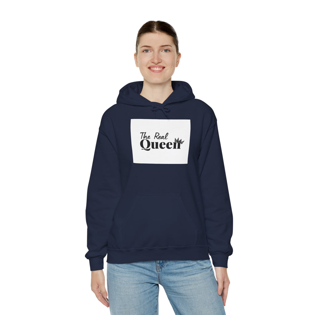 The Real Queen Hoodie — 'Slate & Social' Graphic Pullover for Bold Fashionistas