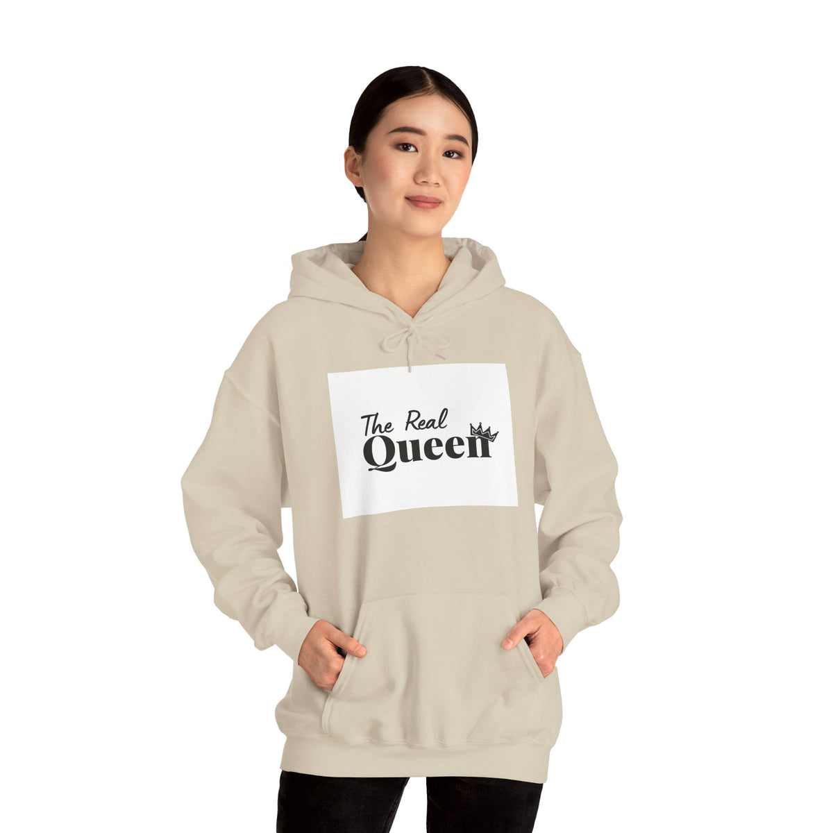 The Real Queen Hoodie — 'Slate & Social' Graphic Pullover for Bold Fashionistas