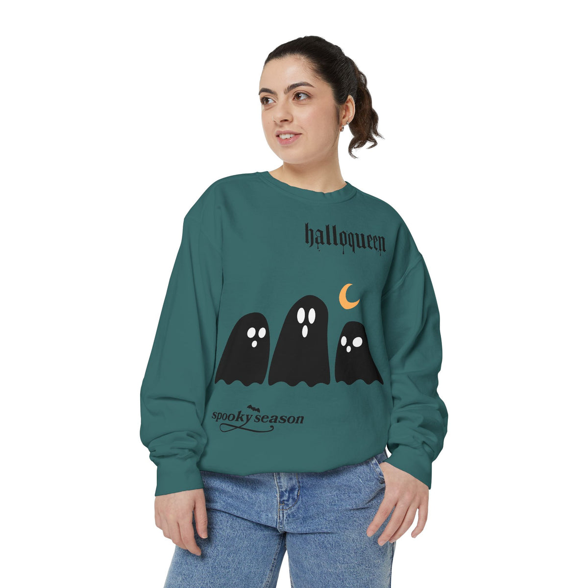 Halloween Ghosts Sweatshirt — "halloqueen" Spooky Season Crewneck