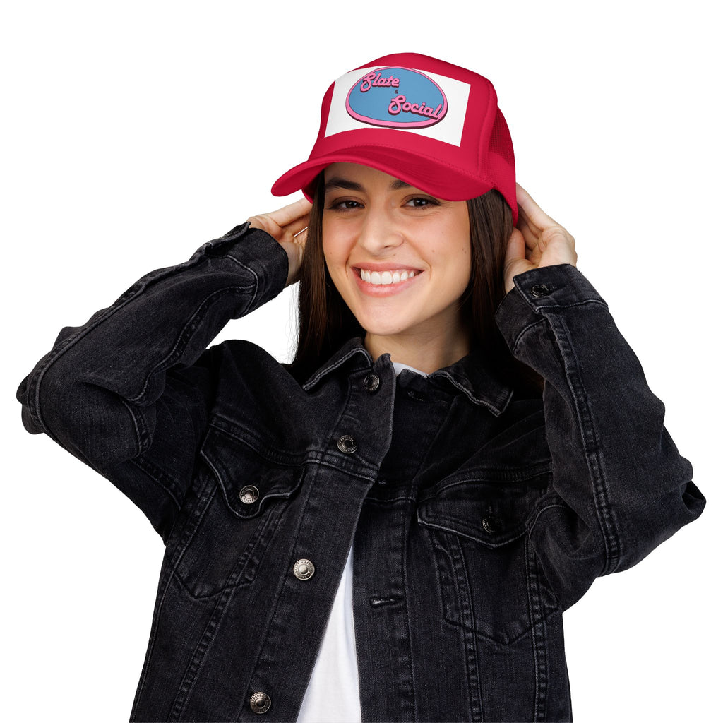 Trucker Hat — "Slate & Social" Retro Patch Foam Cap