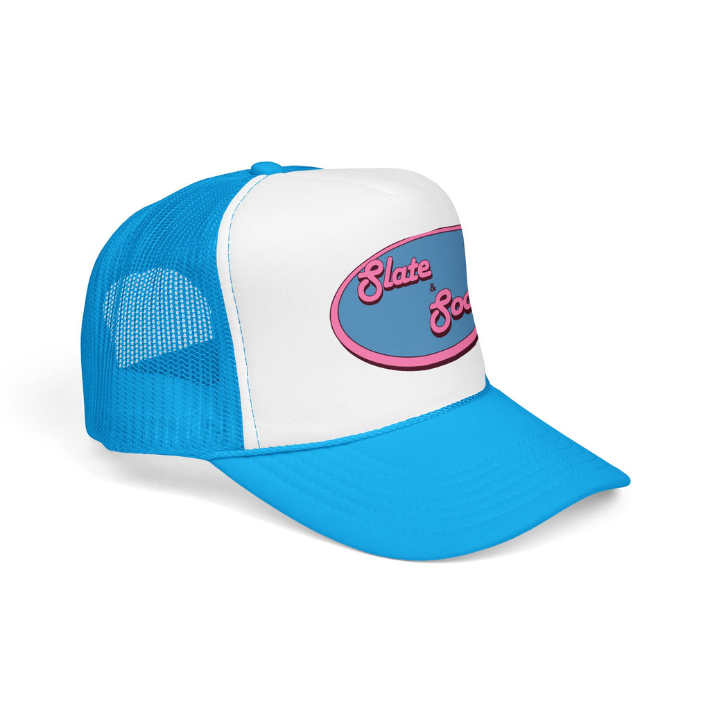 Trucker Hat — "Slate & Social" Retro Patch Foam Cap