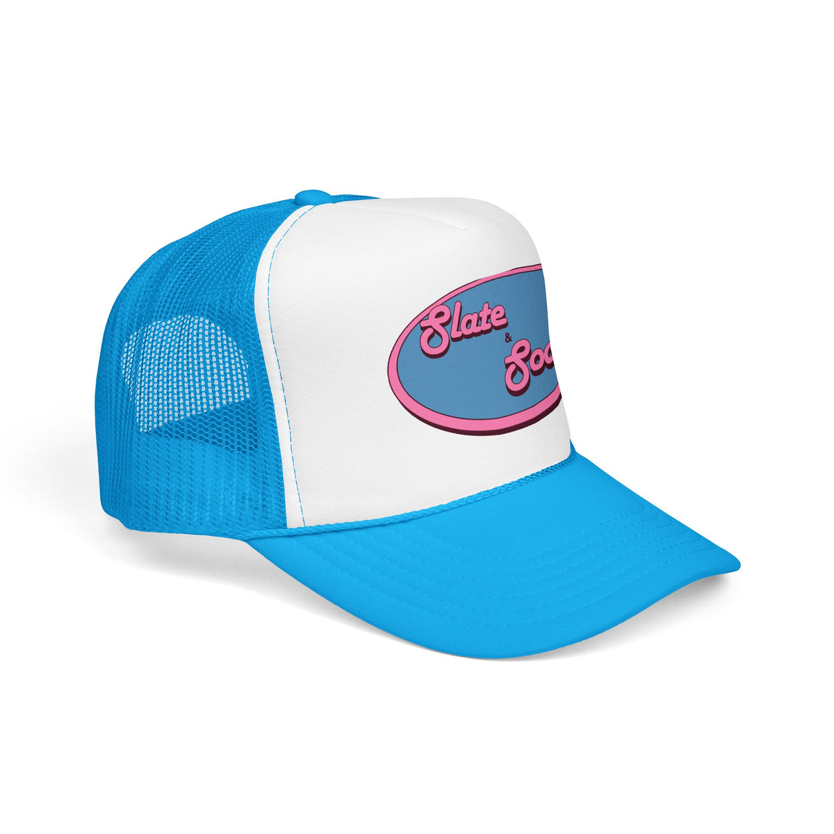 Trucker Hat — "Slate & Social" Retro Patch Foam Cap