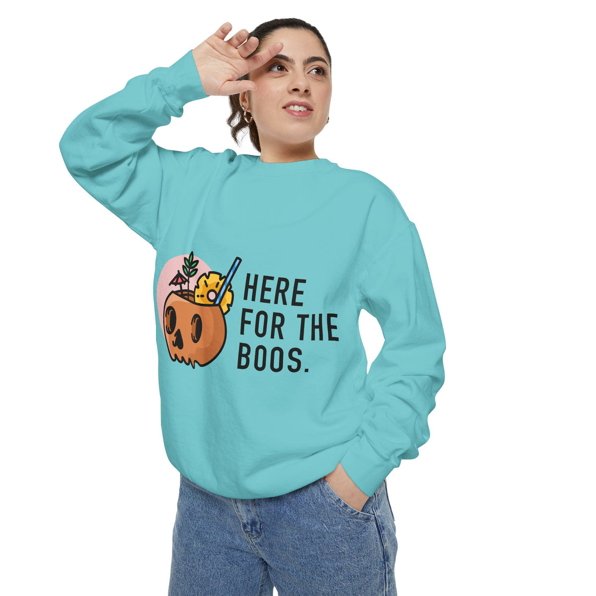 Halloween Pumpkin "Here for the Boos" Sweatshirt