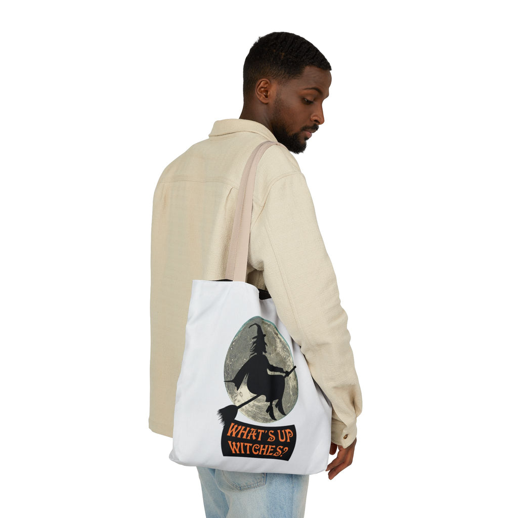 What’s Up Witches Halloween Witch Canvas Tote Bag