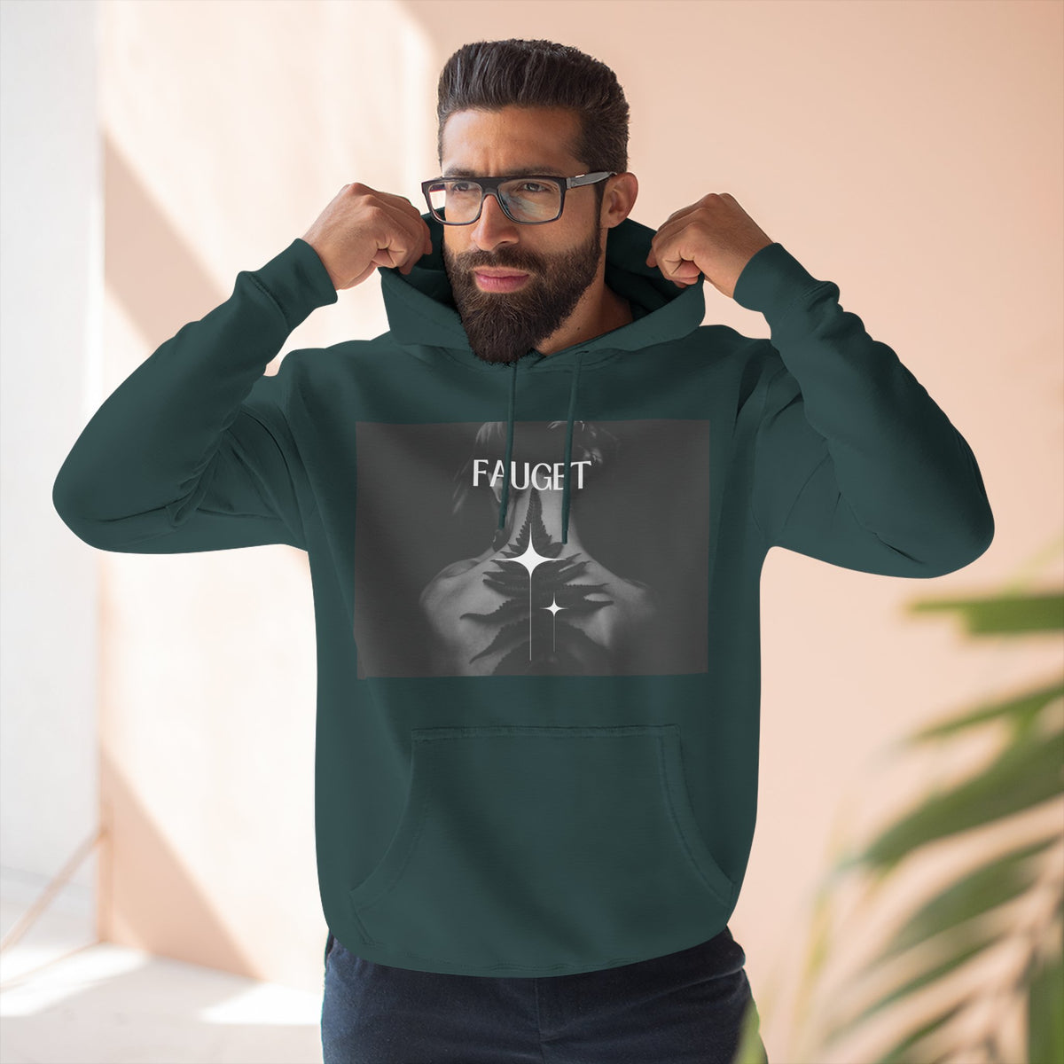 Hoodie — 'FAUCET' Monochrome Prayer Hands Graphic Hoodie