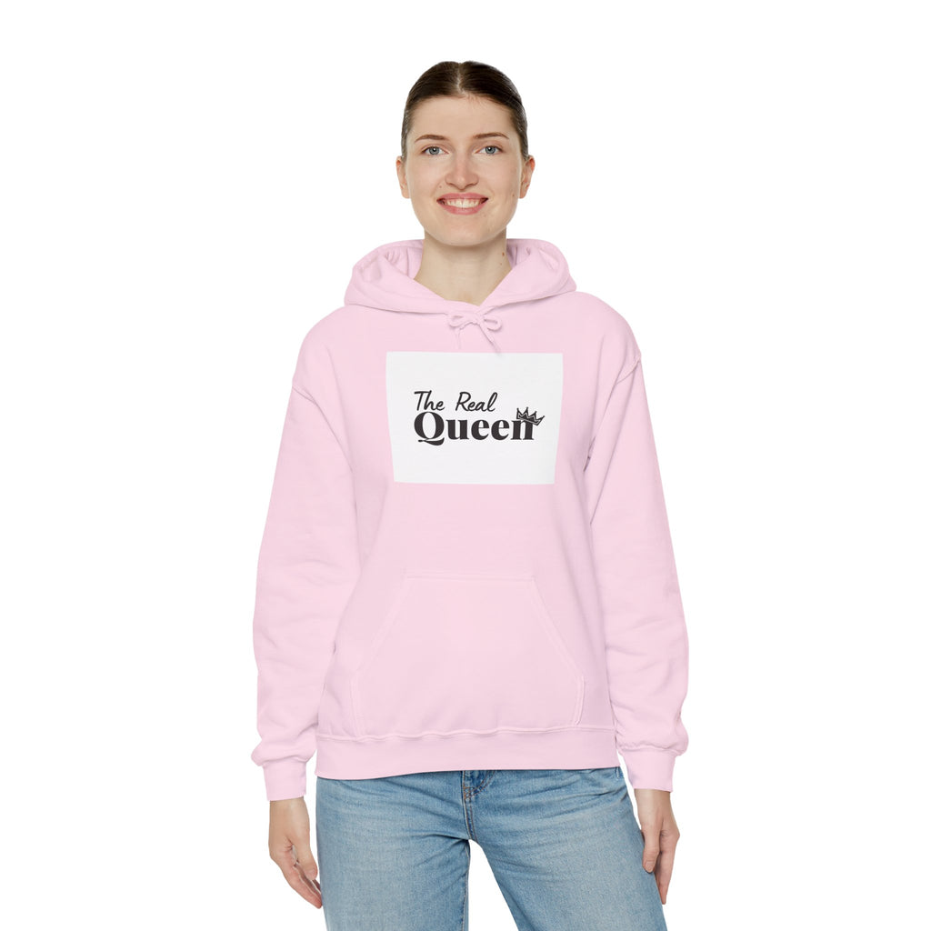 The Real Queen Hoodie — 'Slate & Social' Graphic Pullover for Bold Fashionistas